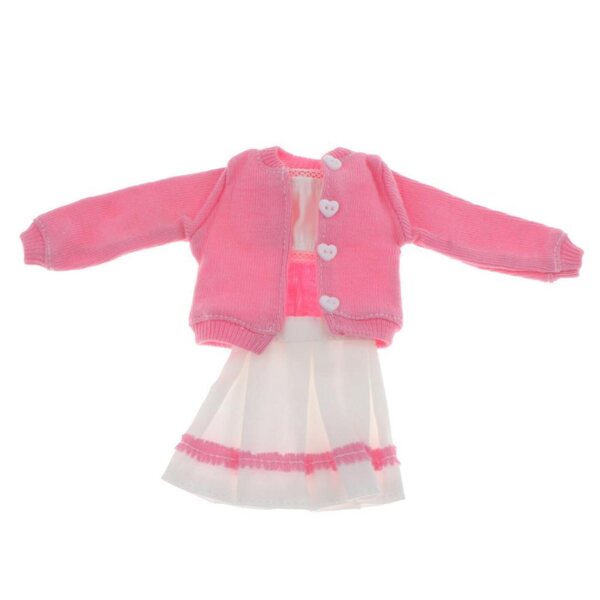 3-teiliges Kleidungsset für 1/6 Puppen mit dunkelrosa Rock und Jacke 12 Zoll