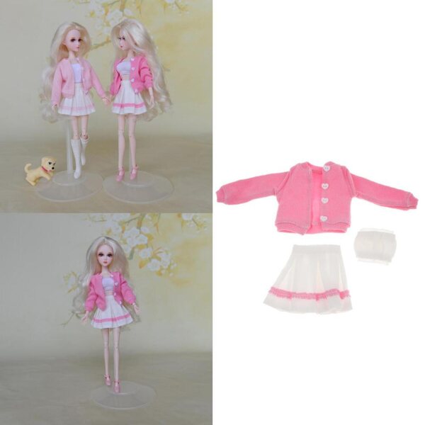 3-teiliges Kleidungsset für 1/6 Puppen mit dunkelrosa Rock und Jacke 12 Zoll