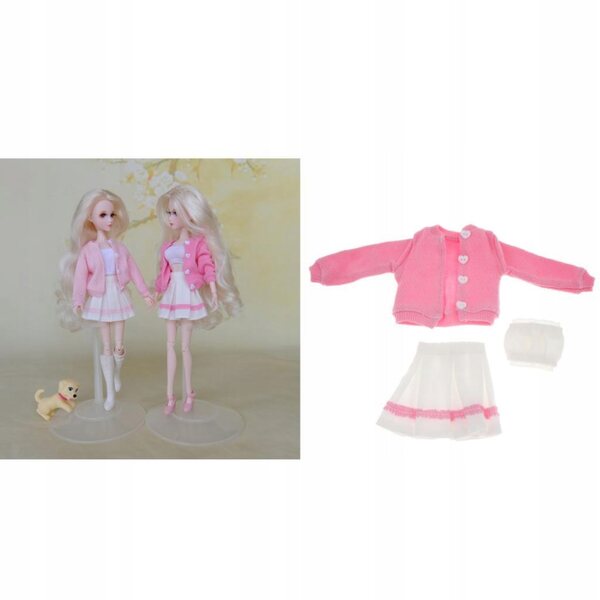 3-teiliges Kleidungsset für 1/6 Puppen mit dunkelrosa Rock und Jacke 12 Zoll