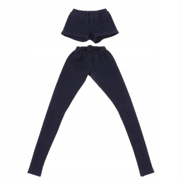 Set 2 Pantaloni per Bambole 1/6 in Tessuto e Pelle - Blu Scuro