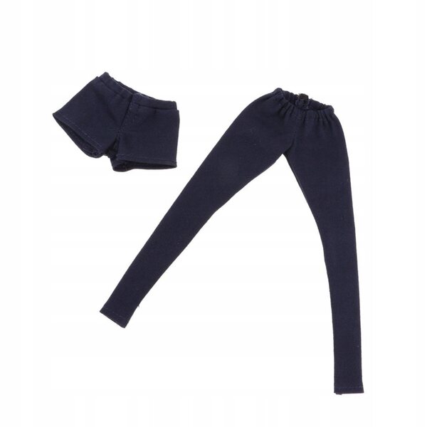 Set 2 Pantaloni per Bambole 1/6 in Tessuto e Pelle - Blu Scuro