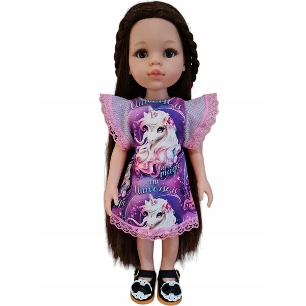 Paola Reina 32cm lila Puppenkleid mit Einhorn und Spitze
