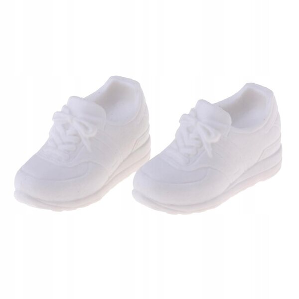 Sneakers bianche con tacco nascosto per bambole 1/6 - Accessori moda BJD Blythe