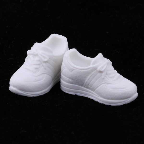 Sneakers bianche con tacco nascosto per bambole 1/6 - Accessori moda BJD Blythe