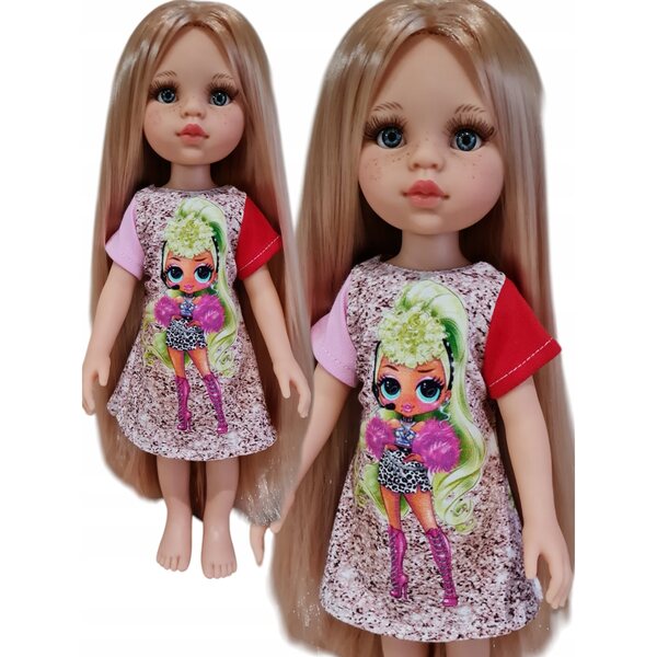 Colorata e allegra vestitino per bambole Paola Reina 32cm in tessuto morbido