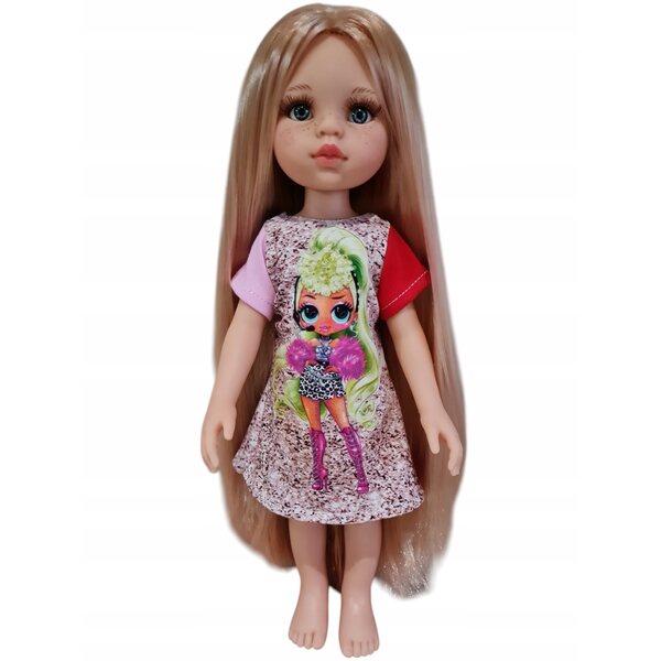 Colorata e allegra vestitino per bambole Paola Reina 32cm in tessuto morbido