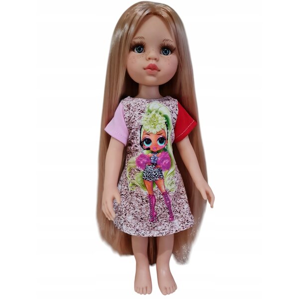 Colorata e allegra vestitino per bambole Paola Reina 32cm in tessuto morbido