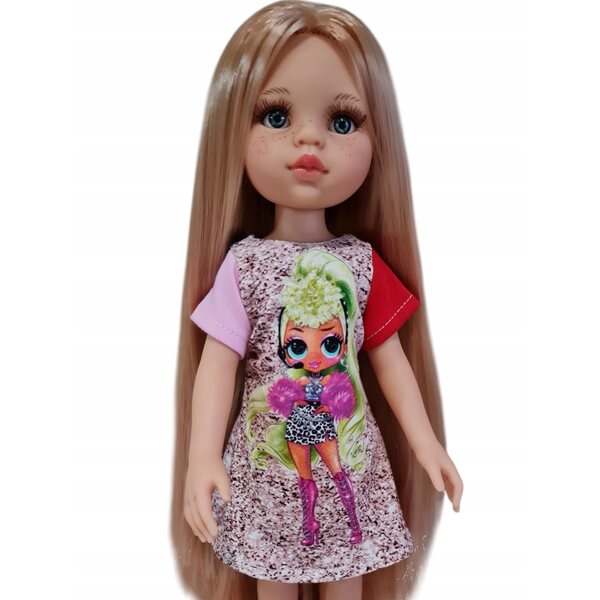 Colorata e allegra vestitino per bambole Paola Reina 32cm in tessuto morbido