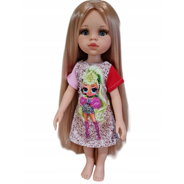 Colorata e allegra vestitino per bambole Paola Reina 32cm in tessuto morbido