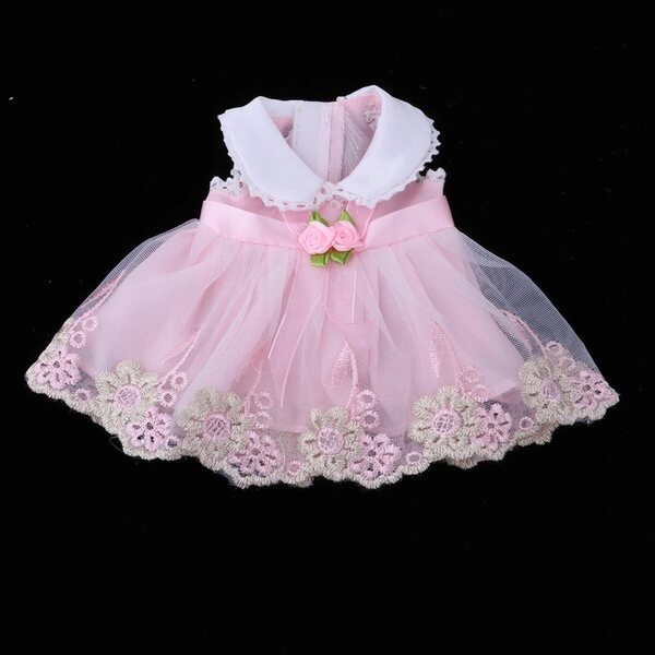 Rosa Prinzessinnenkleid aus Spitze für 40-cm-Puppen mit Rock und Stirnband