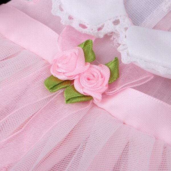 Rosa Prinzessinnenkleid aus Spitze für 40-cm-Puppen mit Rock und Stirnband