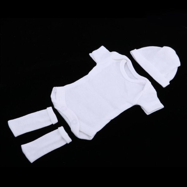 Neugeborenen-Puppenkleidungsset: 3-teiliges weißes Outfit für 26–28 cm große Puppen
