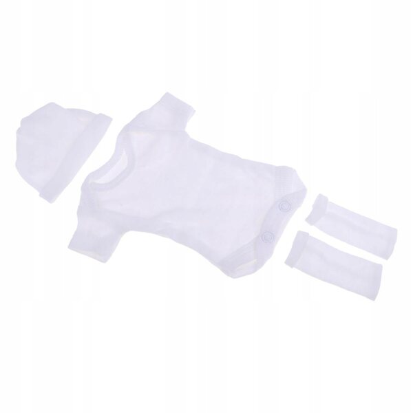 Neugeborenen-Puppenkleidungsset: 3-teiliges weißes Outfit für 26–28 cm große Puppen