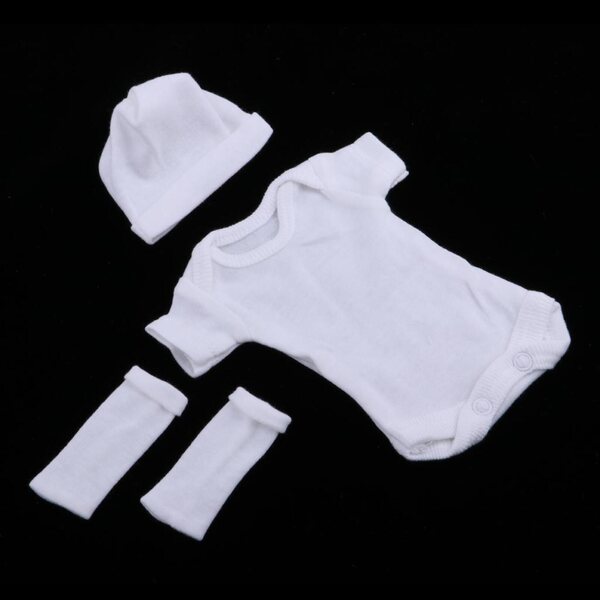 Neugeborenen-Puppenkleidungsset: 3-teiliges weißes Outfit für 26–28 cm große Puppen