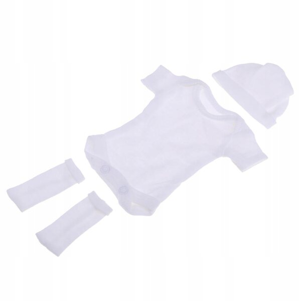 Neugeborenen-Puppenkleidungsset: 3-teiliges weißes Outfit für 26–28 cm große Puppen