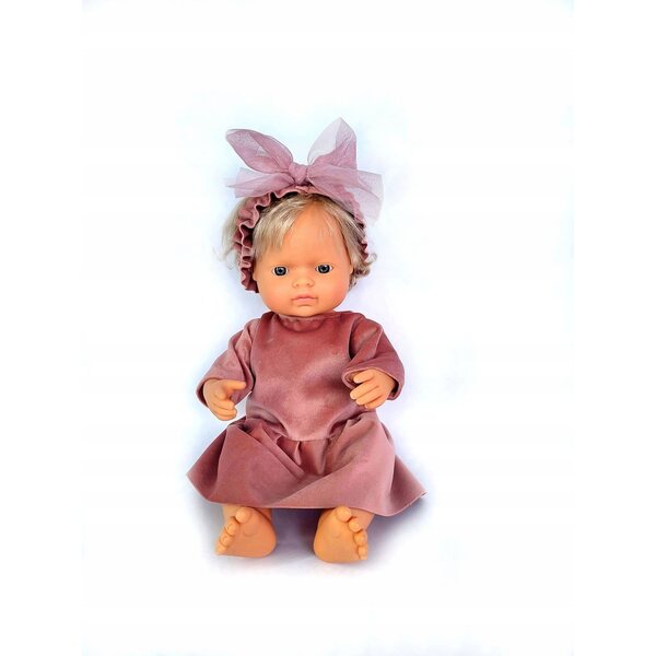 Completo vestiti per bambola Miniland 32-38 cm in tessuto velluto con accessori