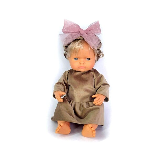 Completo vestiti per bambola Miniland 32-38 cm in tessuto velluto con accessori