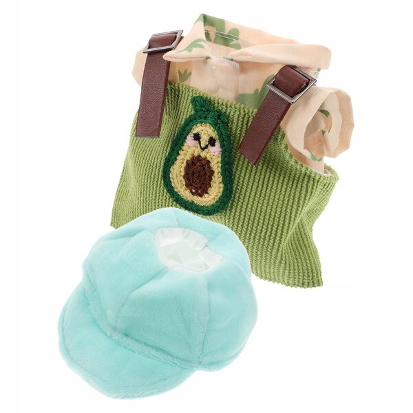 Plüschpuppen-Kleidungsset mit Avocado-Latzhose und Weihnachtsmütze