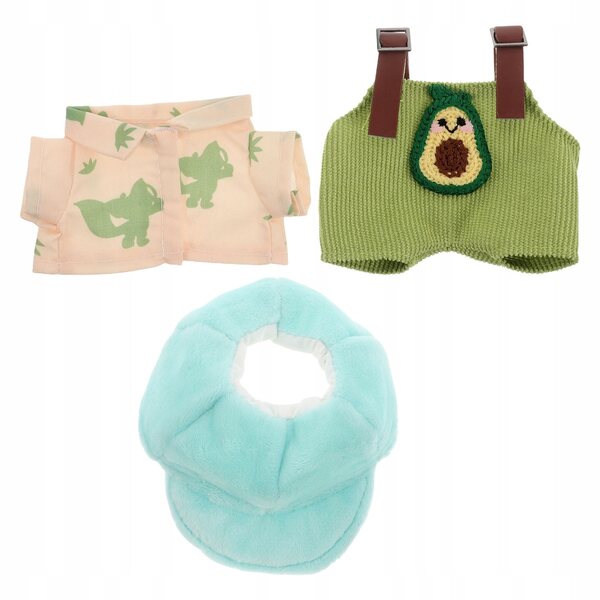 Plüschpuppen-Kleidungsset mit Avocado-Latzhose und Weihnachtsmütze