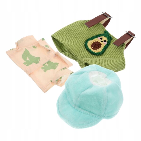 Plüschpuppen-Kleidungsset mit Avocado-Latzhose und Weihnachtsmütze