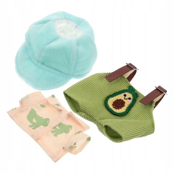 Plüschpuppen-Kleidungsset mit Avocado-Latzhose und Weihnachtsmütze