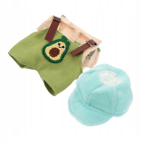 Plüschpuppen-Kleidungsset mit Avocado-Latzhose und Weihnachtsmütze