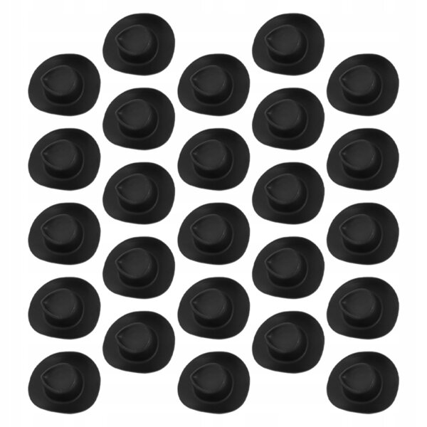 Set da 30 mini cappelli da cowboy neri ideali per case delle bambole e decorazioni