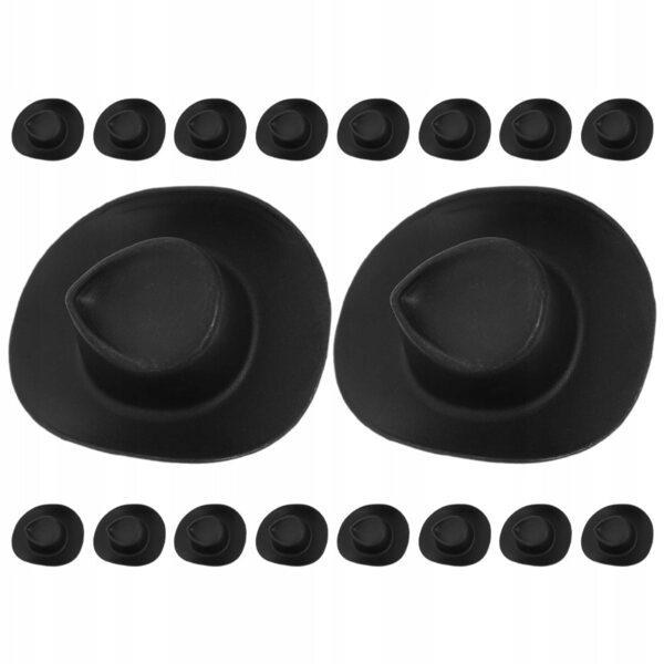Set da 30 mini cappelli da cowboy neri ideali per case delle bambole e decorazioni
