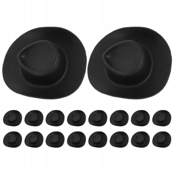 Set da 30 mini cappelli da cowboy neri ideali per case delle bambole e decorazioni