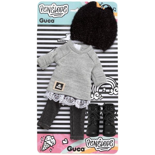 Guca P858 abbigliamento per bambola Penelope 34 cm con scarpe, set 4 pezzi
