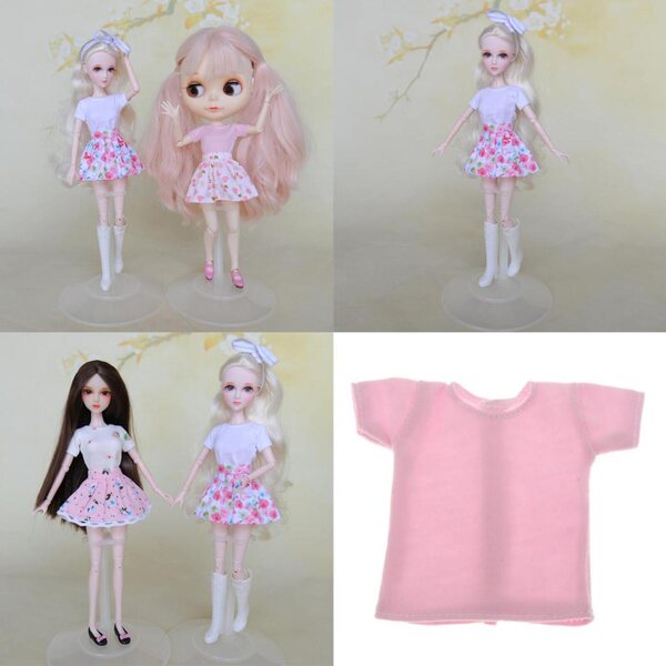 Maglietta rosa casual per bambole 1/6 BJD, abbigliamento doll misura 12 pollici