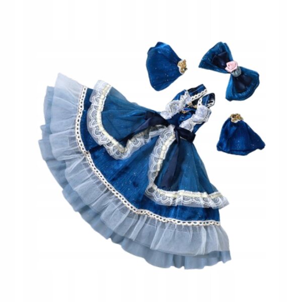 Kleid für 1/3-BJD-Puppe, dunkelblau, elegantes Outfit, 60 cm
