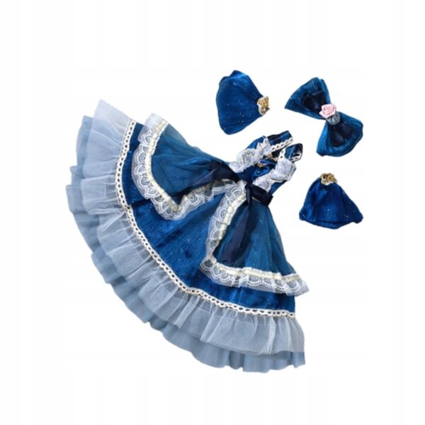 Kleid für 1/3-BJD-Puppe, dunkelblau, elegantes Outfit, 60 cm