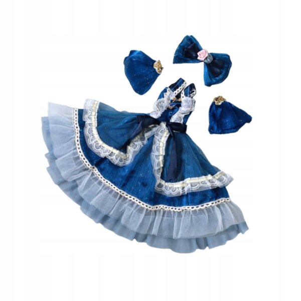 Kleid für 1/3-BJD-Puppe, dunkelblau, elegantes Outfit, 60 cm