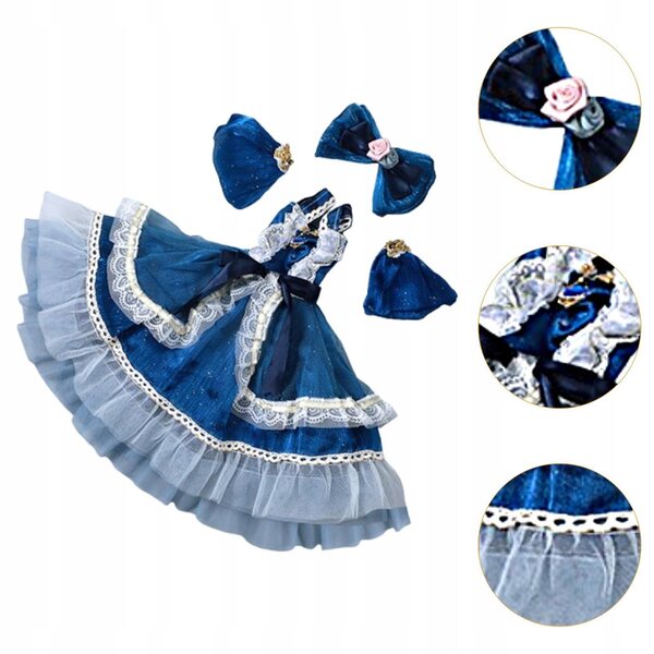 Kleid für 1/3-BJD-Puppe, dunkelblau, elegantes Outfit, 60 cm