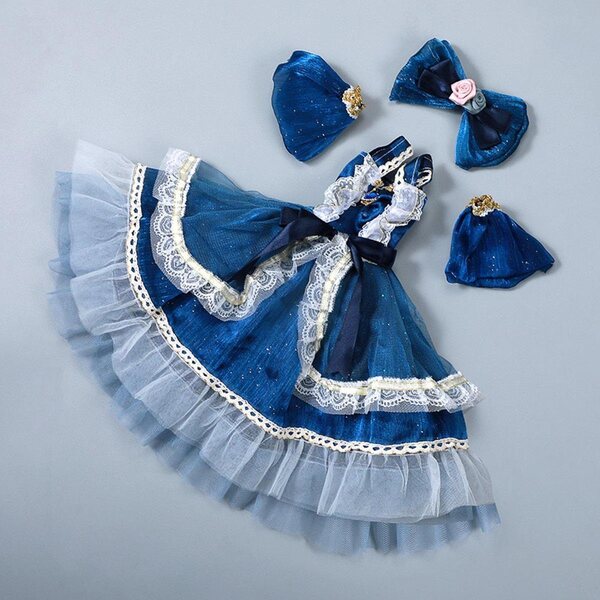 Kleid für 1/3-BJD-Puppe, dunkelblau, elegantes Outfit, 60 cm