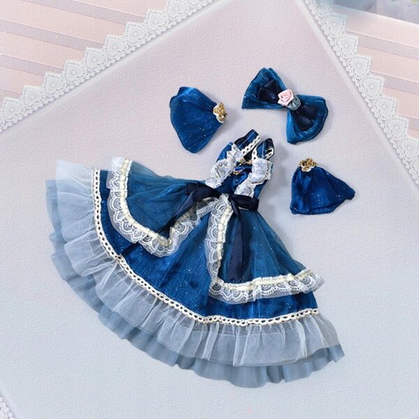 Kleid für 1/3-BJD-Puppe, dunkelblau, elegantes Outfit, 60 cm