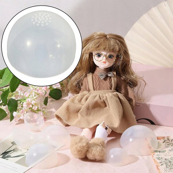 Copricapo in silicone per testa bambola trasparente 22-23 cm universale