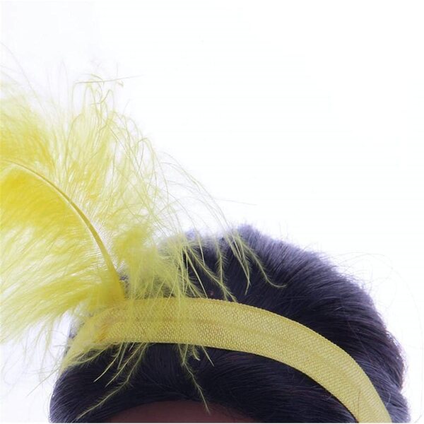 Abito Giallo per Bambole 46 cm con Gonna Piume, Top Aperture e Cerchietto Piume