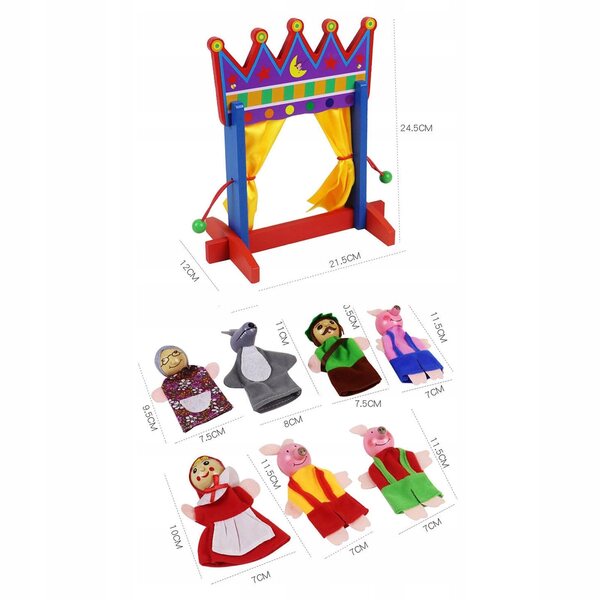 Mini set multifunzione con supporto per burattini in tessuto ecologico per bambini