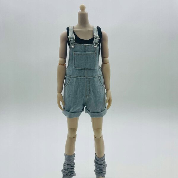 Pantaloni con salopette e top in scala 1/6 per action figures 12" - azzurro chiaro