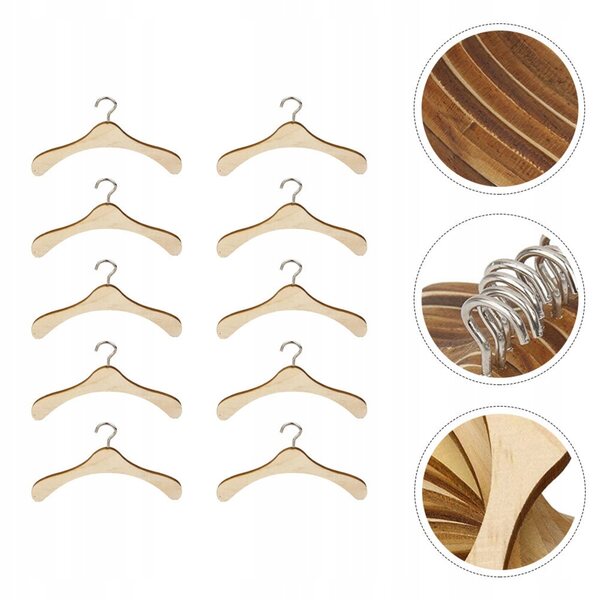 Set 10 Mini Appendiabiti in Acciaio per Abiti di Bambole e Accessori