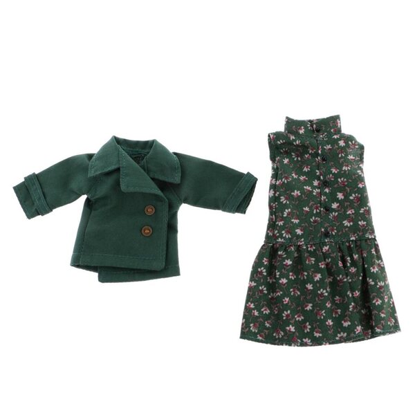 Grünes ärmelloses Blumenkleid für 12-Zoll-Blythe-Puppen