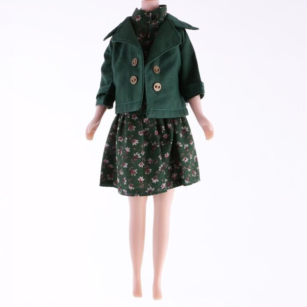 Grünes ärmelloses Blumenkleid für 12-Zoll-Blythe-Puppen