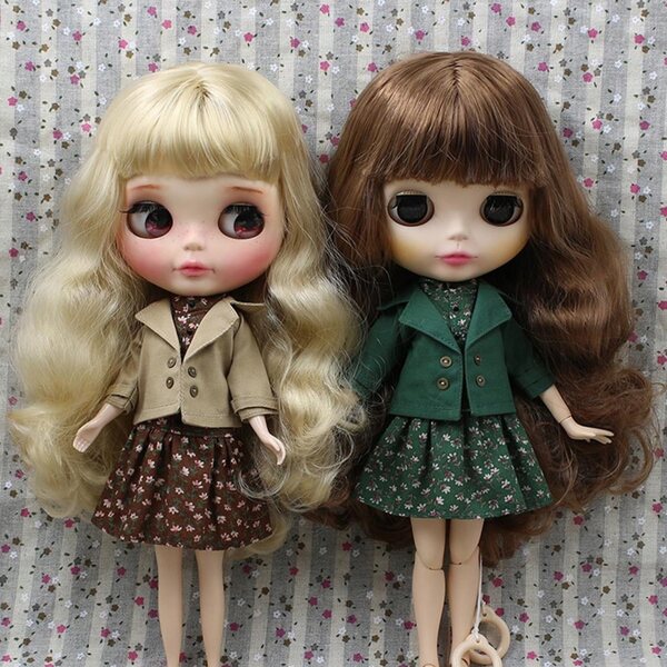 Grünes ärmelloses Blumenkleid für 12-Zoll-Blythe-Puppen