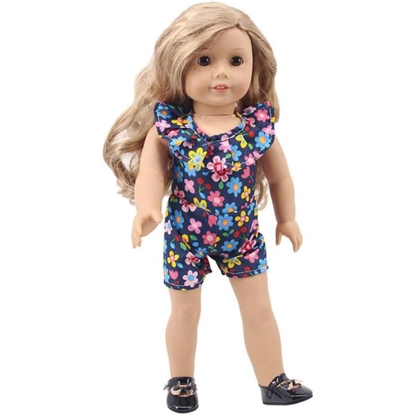 Geblümter Overall für amerikanische Puppe 46 cm – lässiges Kostümzubehör