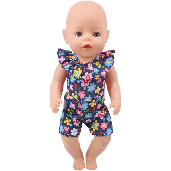 Geblümter Overall für amerikanische Puppe 46 cm – lässiges Kostümzubehör