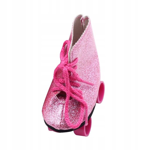 Eislaufschuhe für 18-Zoll-Puppen aus PU-Leder, rosa Farbe