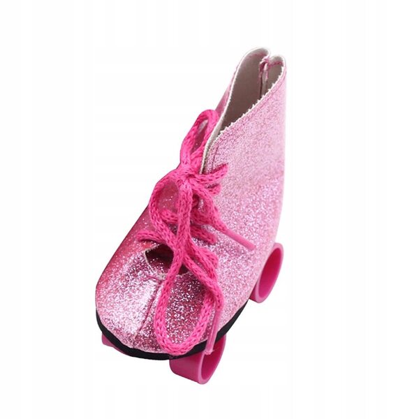 Eislaufschuhe für 18-Zoll-Puppen aus PU-Leder, rosa Farbe