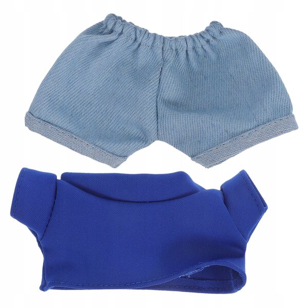 Blaues Kleidungsset für Puppen und Stofftiere: T-Shirt und elegante Hose